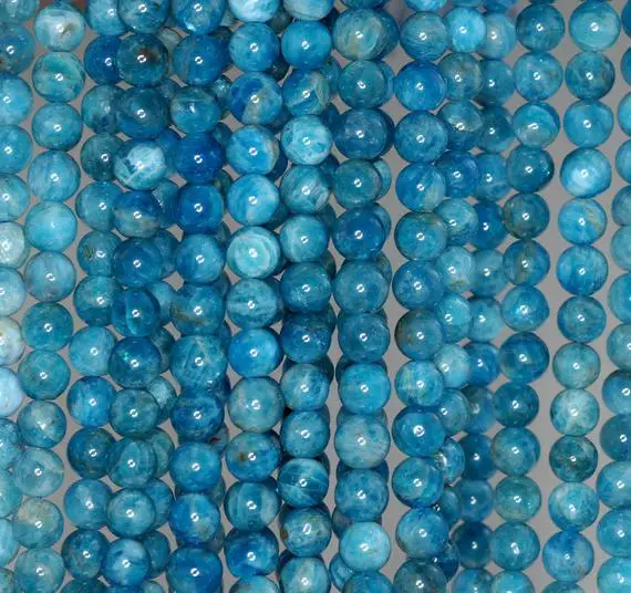6mm Apatite Gemstone Grade Aaa Ocean Blue Round 6mm Loose Beads 15 Inch Full Strand (90184200-854)