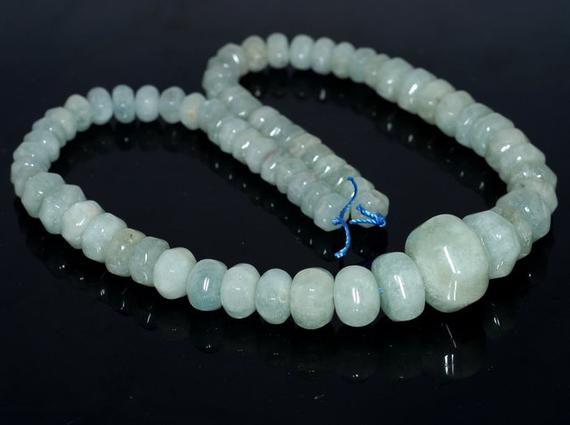 19x14-8x6mm  Aquamarine Gemstone Grade Aa Gradated Pumpkin Rondelle Loose Beads 17 Inch Full Strand (80001626-a97)