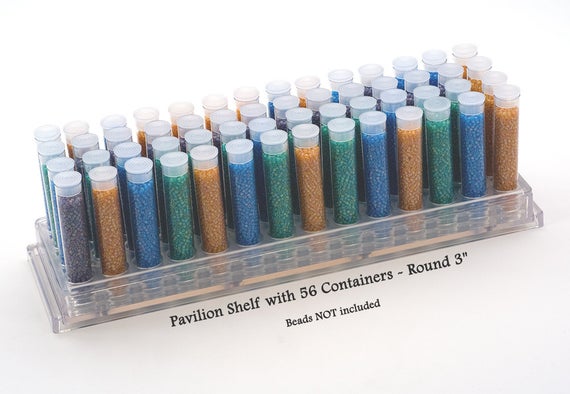 Bead Pavilion Shelf: 56 Round 3" Tube Containers, Seed Bead Organizer
