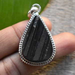 Shop Black Tourmaline Pendants! 925 silver black tourmaline pendant-black tourmaline pendant-tourmaline-raw uncut gemstone pendant | Natural genuine Black Tourmaline pendants. Buy crystal jewelry, handmade handcrafted artisan jewelry for women.  Unique handmade gift ideas. #jewelry #beadedpendants #beadedjewelry #gift #shopping #handmadejewelry #fashion #style #product #pendants #affiliate #ad