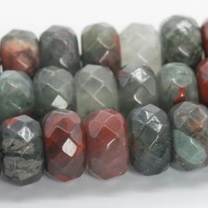 Shop Bloodstone Faceted Beads! 10x6MM Gray & Red Blood Stone Beads Grade AAA Genuine Natural Gemstone Faceted Rondelle Loose Beads 15" / 7.5" Bulk Lot Options (110535) | Natural genuine faceted Bloodstone beads for beading and jewelry making.  #jewelry #beads #beadedjewelry #diyjewelry #jewelrymaking #beadstore #beading #affiliate #ad