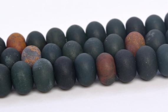 Matte Dark Green Blood Stone Beads Grade Aaa Genuine Natural Gemstone Rondelle Loose Beads 6mm 8mm Bulk Lot Options