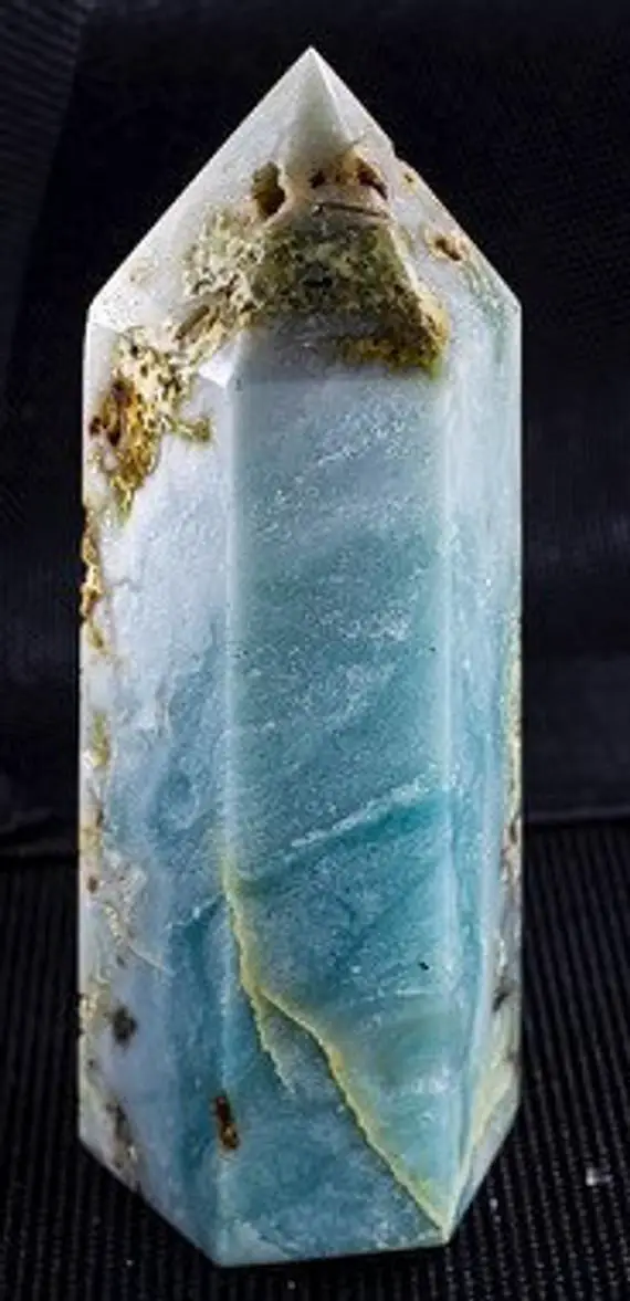Caribbean Blue Calcite Tower 4.9" Tall And Weighs 1.79pounds