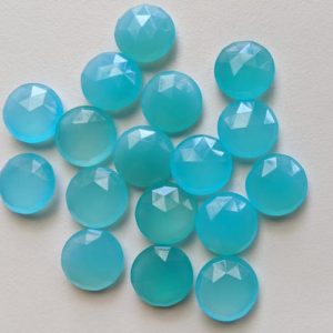 Shop Blue Chalcedony Faceted Beads! 16mm Blue Chalcedony Round, 5 Pcs Blue Chalcedony Faceted Both Sides, Loose Blue Chalcedony, Chalcedony For Jewelry, Chalcedony Round- PNT51 | Natural genuine faceted Blue Chalcedony beads for beading and jewelry making.  #jewelry #beads #beadedjewelry #diyjewelry #jewelrymaking #beadstore #beading #affiliate #ad