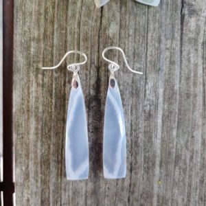 Shop Blue Lace Agate Earrings! Unique blue lace agate earrings.  Available in silver only | Natural genuine Blue Lace Agate earrings. Buy crystal jewelry, handmade handcrafted artisan jewelry for women.  Unique handmade gift ideas. #jewelry #beadedearrings #beadedjewelry #gift #shopping #handmadejewelry #fashion #style #product #earrings #affiliate #ad