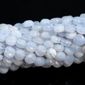 Shop Blue Lace Agate Faceted Beads! 4MM Blue Lace Agate Beads Faceted Flat Round Button Grade AA Genuine Natural Gemstone Loose Beads 15" / 7.5" Bulk Lot Options (111713) | Natural genuine faceted Blue Lace Agate beads for beading and jewelry making.  #jewelry #beads #beadedjewelry #diyjewelry #jewelrymaking #beadstore #beading #affiliate #ad