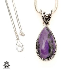 Shop Charoite Pendants! Russian CHAROITE Pendant & FREE 3MM Italian 925 Sterling Silver Chain V1787 | Natural genuine Charoite pendants. Buy crystal jewelry, handmade handcrafted artisan jewelry for women.  Unique handmade gift ideas. #jewelry #beadedpendants #beadedjewelry #gift #shopping #handmadejewelry #fashion #style #product #pendants #affiliate #ad