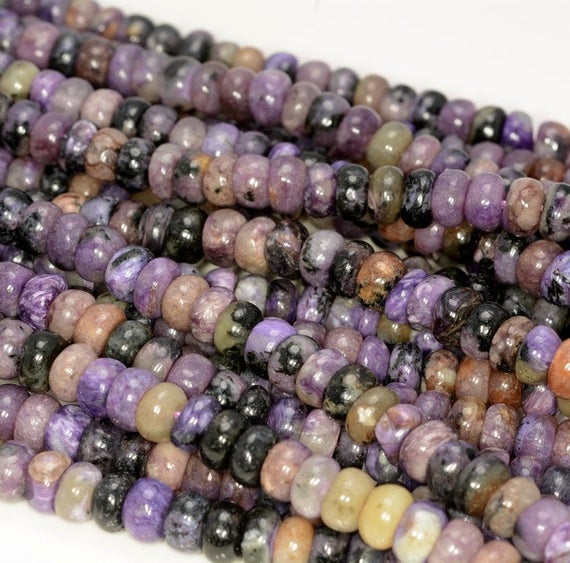 7x4mm Purple Genuine Charoite  Gemstone Grade A Rondelle  Loose Beads 15.5 Inch Full Strand (80009748-a181)