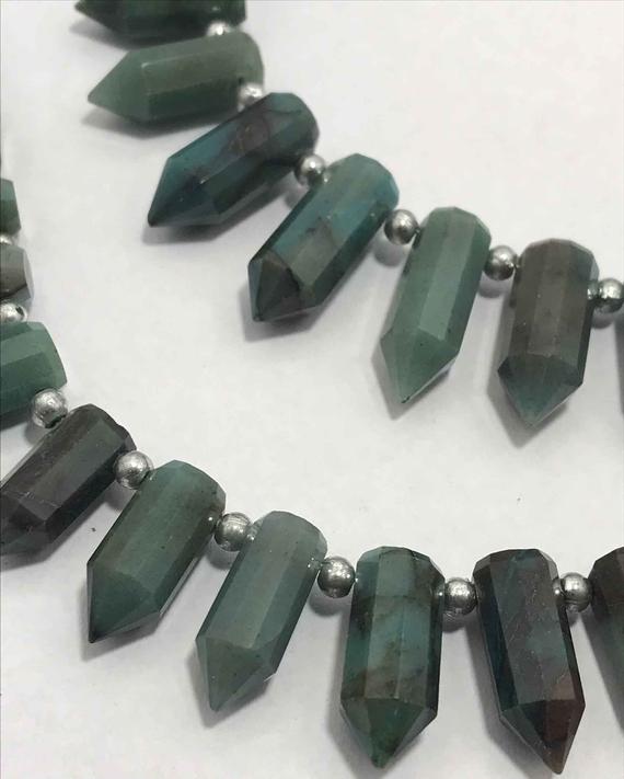 Chrysocolla Faceted Pencil Bullet Shape Beads, Chrysocolla Gemstone Beads,semi Precious Beads , Chrysocolla Faceted Beads For Jewelry Making