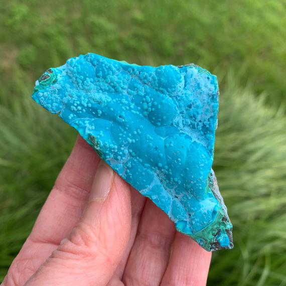 Chrysocolla Crystal 3.2" - With Malachite - Raw Natural Mineral Specimen- Healing Crystal- Meditation Stone- Collectible - From Dr Congo 77g