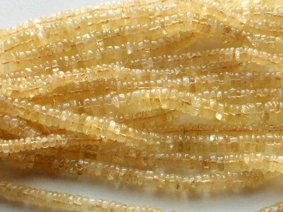 6-7mm Citrine Plain Wheel Beads, Citrine Plain Tyre Beads, Natural Citrine Plain Spacer Beads, Citrine For Necklace (8in To 16in Options)