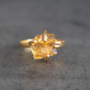 Shop Citrine Rings! Raw Citrine Engagement Ring, Citrine Raw Crystal Ring, November Birthstone Chunky Stackable Ring Size 5 6 7 8 9 | Natural genuine Citrine rings, simple unique alternative gemstone engagement rings. #rings #jewelry #bridal #wedding #jewelryaccessories #engagementrings #weddingideas #affiliate #ad