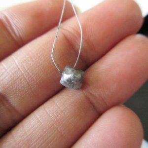4mm/5mm/6mm Drilled Grey Raw Diamond Octahedron Crystal, Natural Rough Raw Uncut Diamond Crystal Briolette, DDS479 | Natural genuine other-shape Diamond beads for beading and jewelry making.  #jewelry #beads #beadedjewelry #diyjewelry #jewelrymaking #beadstore #beading #affiliate #ad