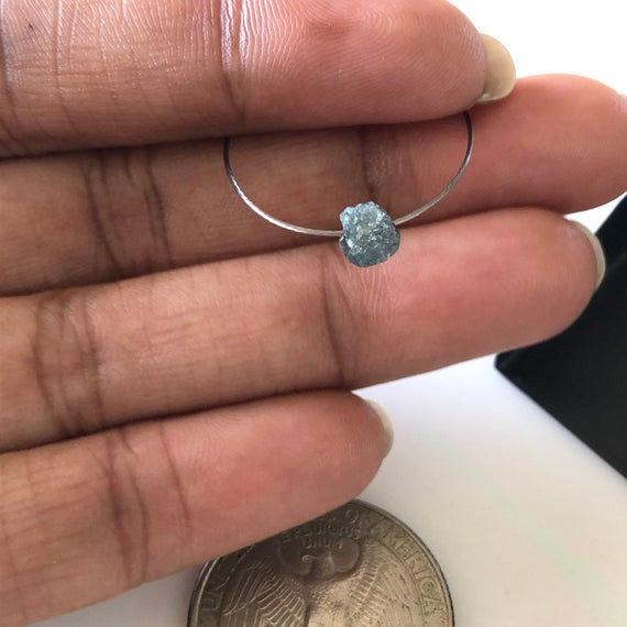 1 Piece 5mm Blue Rough Raw Natural Round Diamond Loose With 1mm Drill Blue Uncut Loose Diamond Dds654/1