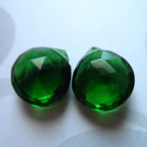 Shop Briolette Beads! Green QUARTZ Briolettes Beads Heart, Dark Emerald Green, Matched Pair, 10.5 mm, May Birthstone, chrome diopside giant hydqtz54 bsc | Natural genuine other-shape Gemstone beads for beading and jewelry making.  #jewelry #beads #beadedjewelry #diyjewelry #jewelrymaking #beadstore #beading #affiliate #ad