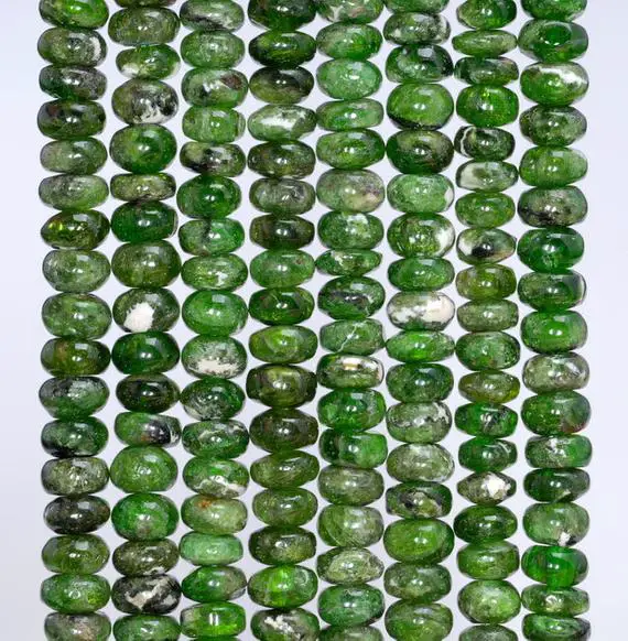 6x3mm Chrome Diopside Gemstone Grade A Deep Green Rondelle Loose Beads 7.5 Inch Half Strand (80004180-912)