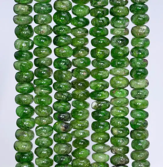 6x4mm Chrome Diopside Gemstone Grade Aa Deep Green Rondelle Loose Beads 7.5 Inch Half Strand (80004182 H-912)