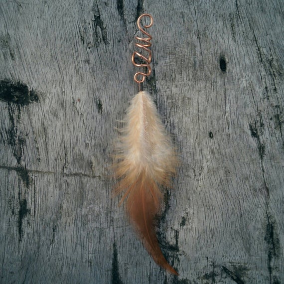 Copper Dread Bead With Feather: Boho Braid Jewelry Accessory