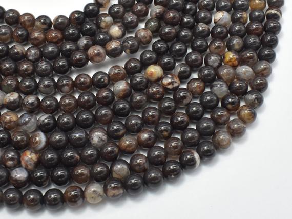 Brown Fire Agate, 6mm (6.3mm) Round Beads, 15 Inch, Full Strand, Approx 63 Beads, Hole 1mm (122054292)