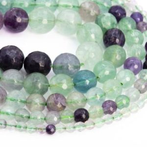 Shop Fluorite Faceted Beads! Genuine Natural Multicolor Fluorite Loose Beads Grade AAA Micro Faceted Round Shape 6mm 8mm | Natural genuine faceted Fluorite beads for beading and jewelry making.  #jewelry #beads #beadedjewelry #diyjewelry #jewelrymaking #beadstore #beading #affiliate #ad