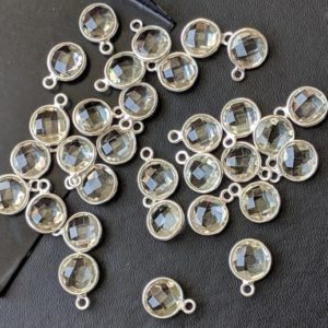 Shop Green Amethyst Beads! 10mm Green Amethyst Rose Cut Round Bezel Connectors, 5Pcs Natural Green Amethyst Both Side Faceted 925 Silver Bezel Findings – PKSG75 | Natural genuine faceted Green Amethyst beads for beading and jewelry making.  #jewelry #beads #beadedjewelry #diyjewelry #jewelrymaking #beadstore #beading #affiliate #ad