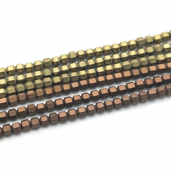 Matte Hematite Geometric Beads, Faceted Hematite Beads, 3mm, 4mm