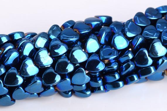 4mm Blue Hematite Beads Heart Grade Aaa Natural Gemstone Full Strand Loose Beads 15.5" Bulk Lot 1,3,5,10 And 50 (104679-1277)