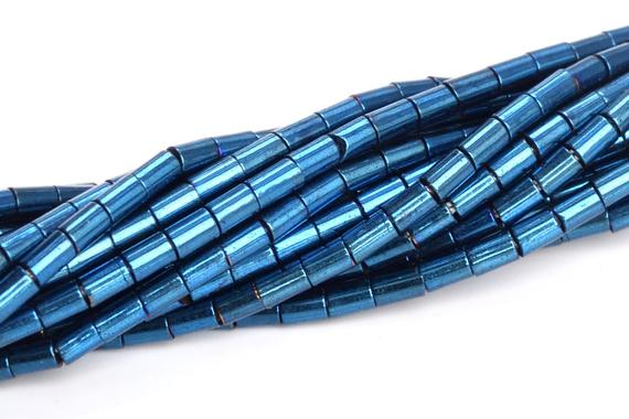 2x1mm Blue Hematite Beads Round Tube Grade Aaa Natural Gemstone Full Strand Loose Beads 15.5" Bulk Lot 1,3,5,10 And 50 (105001-1400)