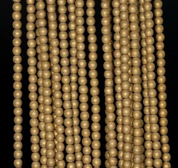 3mm Matte Gold Hematite Gemstone Frosted Gold Round Loose Beads 15.5 Inch Full Strand (90182684-397)
