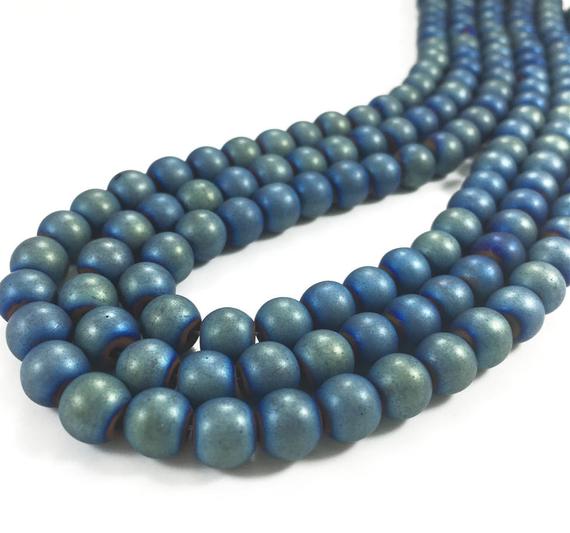 Matte Blue Hematite Beads, Round Hematite Beads, Hematite Jewelry, 8mm, 10mm