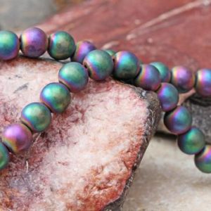 Shop Hematite Beads! 4 x Matte Rainbow Titanium Haematite Rounds Beads 8mm & 10mm / Two Tone Haematite Beads / Mystic Hematite Beads /  10mm 8mm / Rainbow beads | Natural genuine beads Hematite beads for beading and jewelry making.  #jewelry #beads #beadedjewelry #diyjewelry #jewelrymaking #beadstore #beading #affiliate #ad