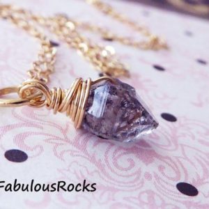 Shop Herkimer Diamond Beads! Herkimer Diamond Gemstone Necklace / Herkimers Quartz Crystal Nugget Pendant Charm / Metaphysical Gem Healing Crystal hj solo | Natural genuine chip Herkimer Diamond beads for beading and jewelry making.  #jewelry #beads #beadedjewelry #diyjewelry #jewelrymaking #beadstore #beading #affiliate #ad