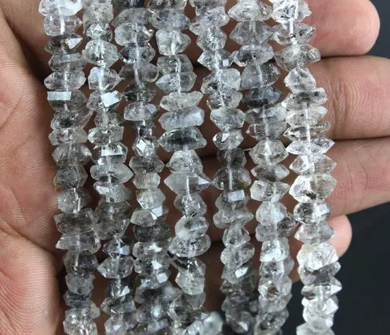 Good Quality 15" Long Herkimer Diamond Quartz,herkimer Beads,diamond Quartz, Herkimer Gemstone, 5x8-6x9 Mm ,center Drilled,wholesale Price
