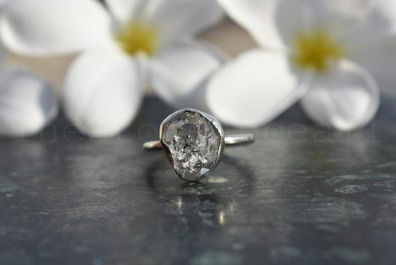 Natural Diamond, Herkimer Diamond Ring, Sterling Silver Ring, Diamond Jewelry, Real Diamond Ring, Silver Handmade Ring, Dainty Ring, Propose