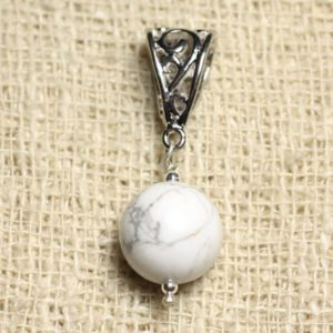 Shop Howlite Pendants! Pendentif Pierre semi précieuse – Howlite 12mm | Natural genuine Howlite pendants. Buy crystal jewelry, handmade handcrafted artisan jewelry for women.  Unique handmade gift ideas. #jewelry #beadedpendants #beadedjewelry #gift #shopping #handmadejewelry #fashion #style #product #pendants #affiliate #ad