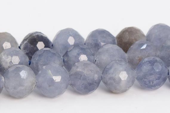 6mm Light Color Iolite Beads Grade A Genuine Natural Gemstone Micro Faceted Round Loose Beads 15.5" / 7.5" Bulk Lot Options (109064)