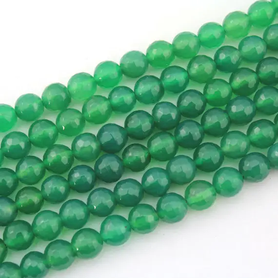 High Quality 8mm Green Faceted Jade Beads, Round Jade Beads,natural Stone Beads,wholesale Beads For Jewelry--47pcs--15-16 Inches--nf059