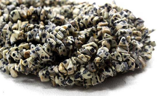 16" Long Natural Dalmation Jasper Gemstone Smooth Uncut Chips Shape Center Drilled Beads Size 6-8 Mm Jewelry Making Wholesale Price