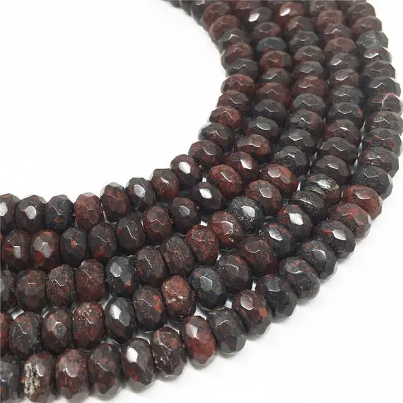 8x5mm Faceted Brecciated Jasper Rondelle Beads, Gemstone Beads, Wholesale Beads