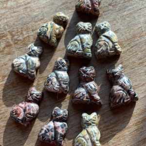Hand Carved Gemstone Cat Beads 20 mm approx / Drilled Leopard Jasper cat beads / 1 bead | Natural genuine other-shape Gemstone beads for beading and jewelry making.  #jewelry #beads #beadedjewelry #diyjewelry #jewelrymaking #beadstore #beading #affiliate #ad
