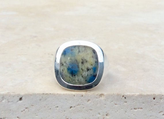 Mens Silver Ring With Stone, K2 Jasper Silver Ring, Large Gemstone Silver Ring, Gift For Dad Or Husband