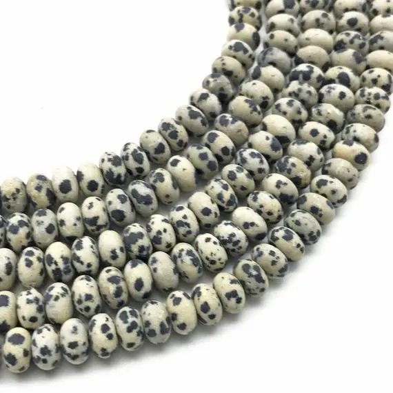 8x5mm Matte Dalmation Jasper Rondelle Beads, Rondelle Stone Beads, Gemstone Beads