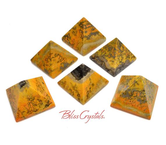 1 Bumblebee Jasper Pyramid Yellow Orange Black Spotted #bj56