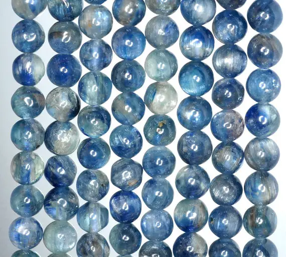 7mm Kyanite Gemstone Grade A Dark Blue Round 7mm Loose Beads 15.5 Inch Full Strand (90184240-855)