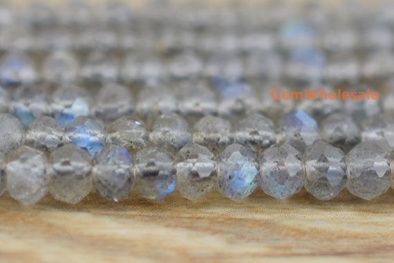15" 2.5mmx3~4mm Labradorite Roundel/rondelle Faceted Beads, Sharp Cutting Gemstone , Semi-precious Stone Dgwo