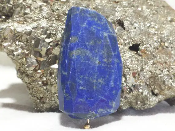 Natural  26.6gram Afghanistan Lapis Lazuli Faceted Freeform Nugget Bead 47.5mm X 26.5mm X 10.7mm Untreated Lapis Lazuli Blue Gemstone Nugget