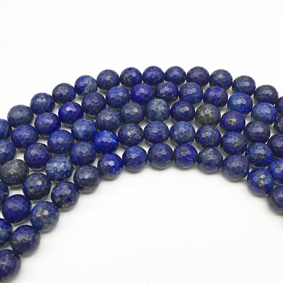8mm Faceted Lapis Lazuli Beads, Round Gemstone Beads, Wholesale Beads