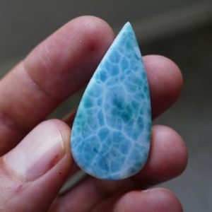 Shop Larimar Cabochons! 29.2ct Natural Blue Larimar Gemstone Cabochon  Size 41x21x4 mm | Natural genuine stones & crystals in various shapes & sizes. Buy raw cut, tumbled, or polished gemstones for making jewelry or crystal healing energy vibration raising reiki stones. #crystals #gemstones #crystalhealing #crystalsandgemstones #energyhealing #affiliate #ad