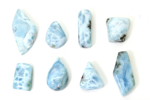 Natural Dominican Larimar Cabochon Chips Rock Stone Gemstone Variety Shape Beads For Ring Necklace Pendant Jewelry Making - Pgl61