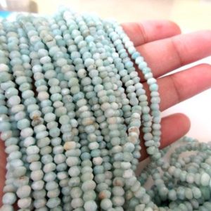 Shop Larimar Faceted Beads! Natural Larimar 4mm Faceted Rondelle Beads,  4mm Larimar Beads for Larimar Jewelry, Larimar Stone, 13 Inch Strand, GDS1110 | Natural genuine faceted Larimar beads for beading and jewelry making.  #jewelry #beads #beadedjewelry #diyjewelry #jewelrymaking #beadstore #beading #affiliate #ad